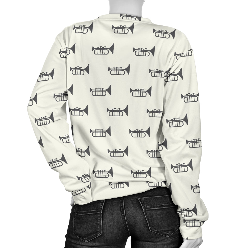 Trumpet Pattern Themed Print Women Long Sleeve Sweatshirt