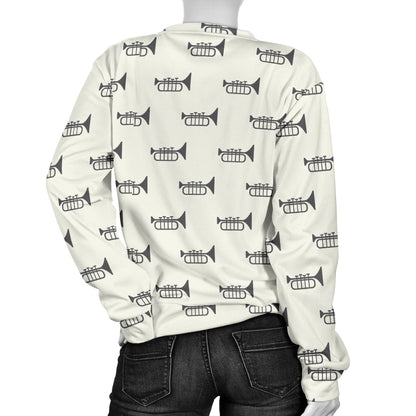 Trumpet Pattern Themed Print Women Long Sleeve Sweatshirt