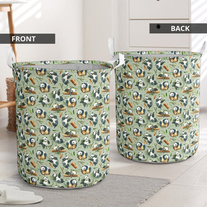 Panda Bear Design Bamboo Print Laundry Basket