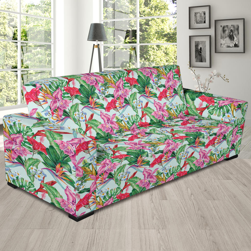 Tropical Flower Print Design LKS304 Sofa Slipcover