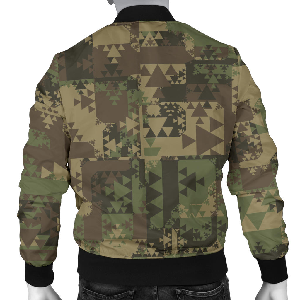 Camouflage Aztec Green Army Print Men Bomber Jacket