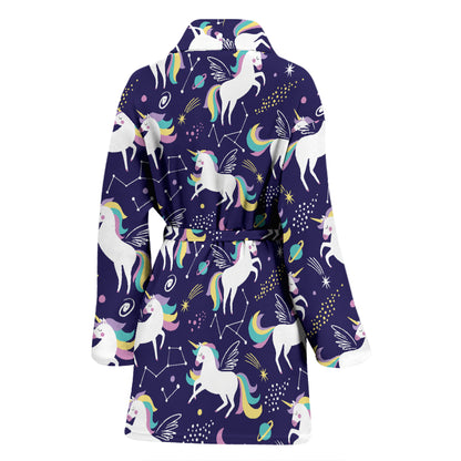 Unicorn Print Design LKS305 Women Bathrobe