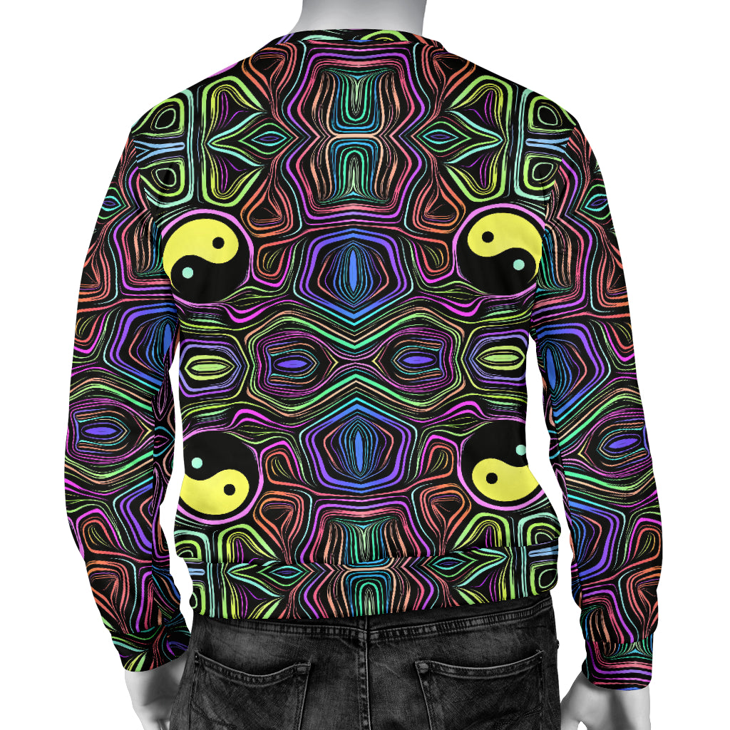 Yin Yang Neon Color Design Print Men Long Sleeve Sweatshirt