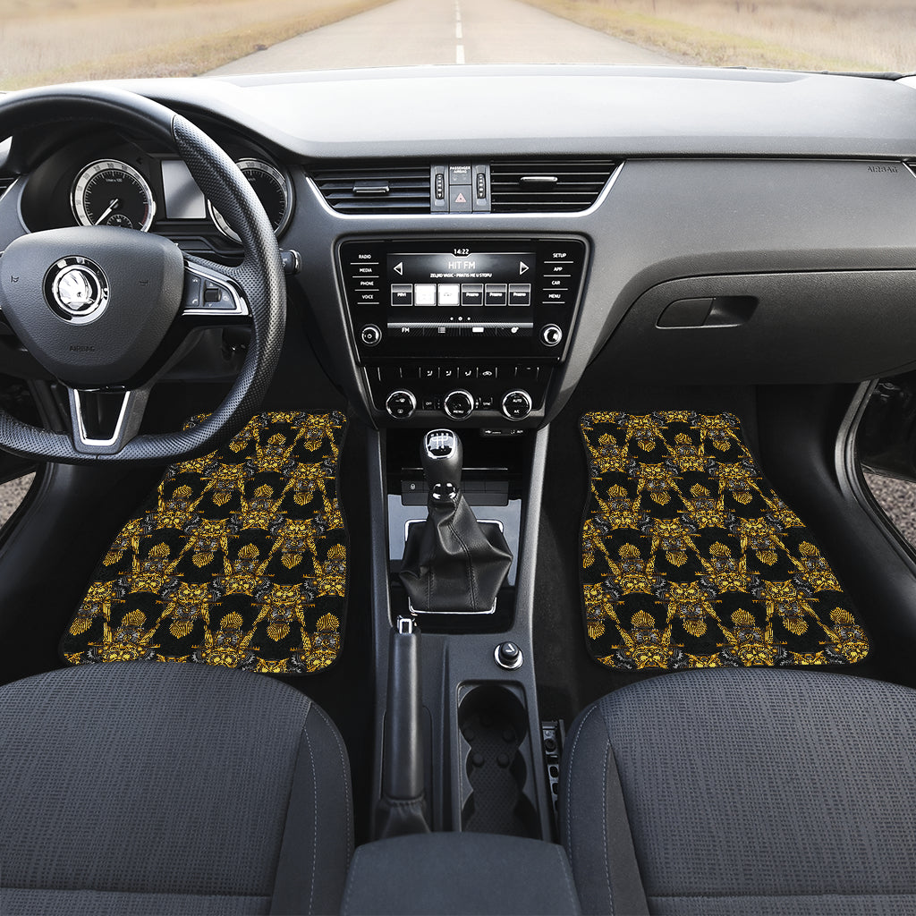 Steampunk Gold Owl Design Themed Print Car Floor Mats Front Back