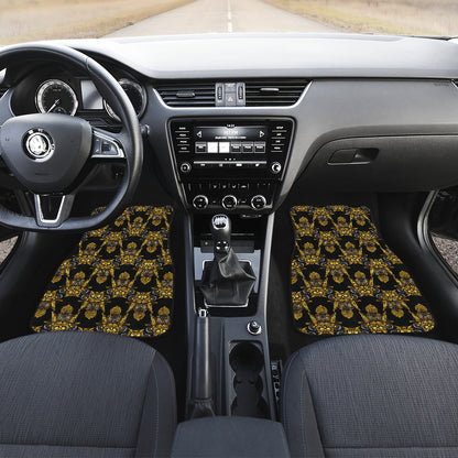 Steampunk Gold Owl Design Themed Print Car Floor Mats Front Back