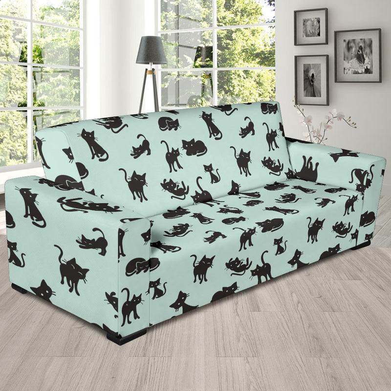 Black Cat Pattern Print Design 04 Sofa Slipcover