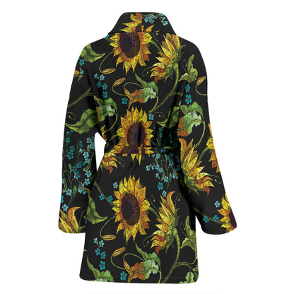 Sunflower Print Design LKS308 Women Bathrobe