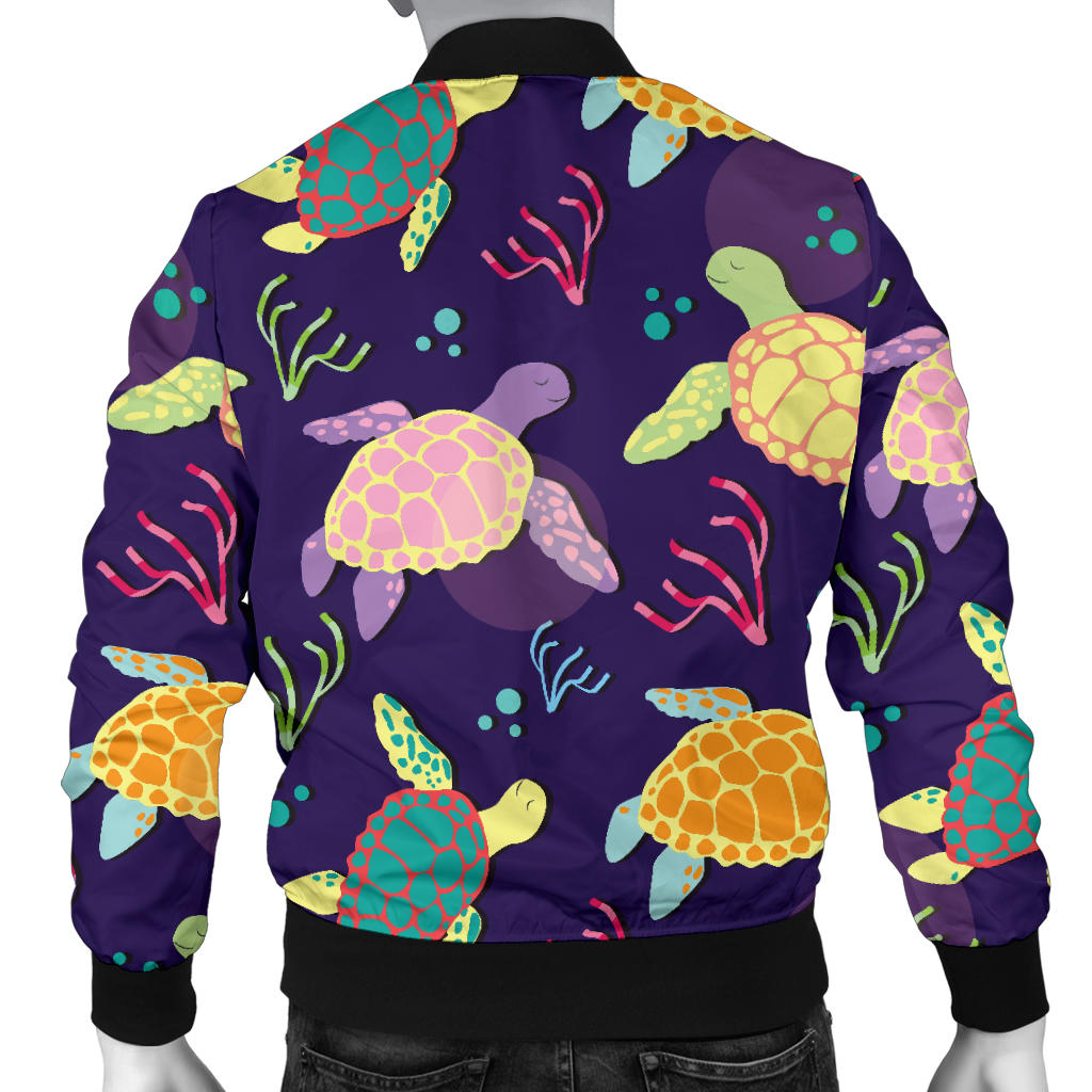 Sea Turtle Color Smile Men Bomber Jacket