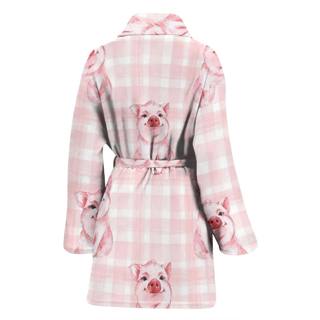 Pig Baby Pattern Print Design 01 Women Bathrobe