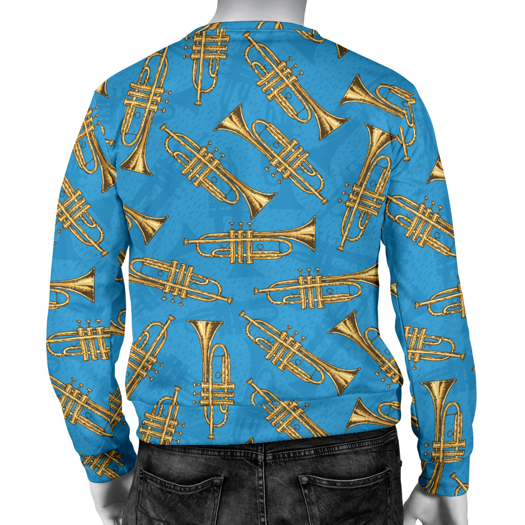 Trumpet Golden Pattern Themed Print Men Long Sleeve Sweatshirt