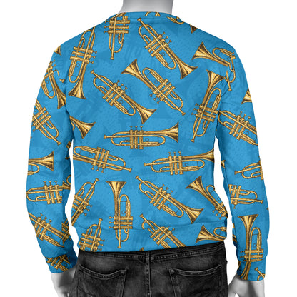 Trumpet Golden Pattern Themed Print Men Long Sleeve Sweatshirt