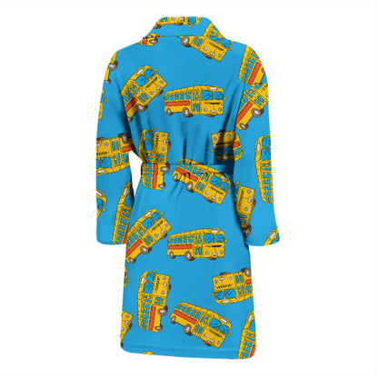 School Bus Print Design LKS302 Men Bathrobe