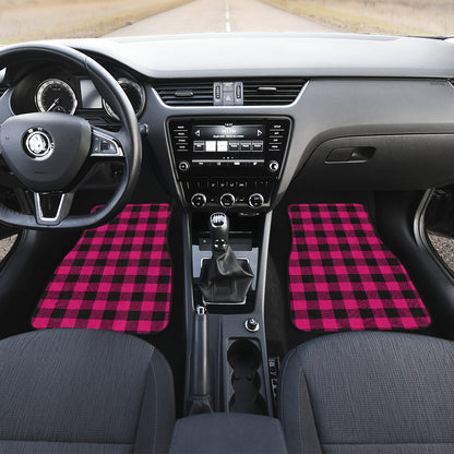 Pink Tartan Plaid Pattern Car Floor Mats Front Back