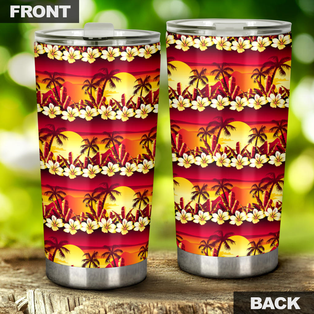 Hawaiian Tropical Sunset Hibiscus Print Tumbler