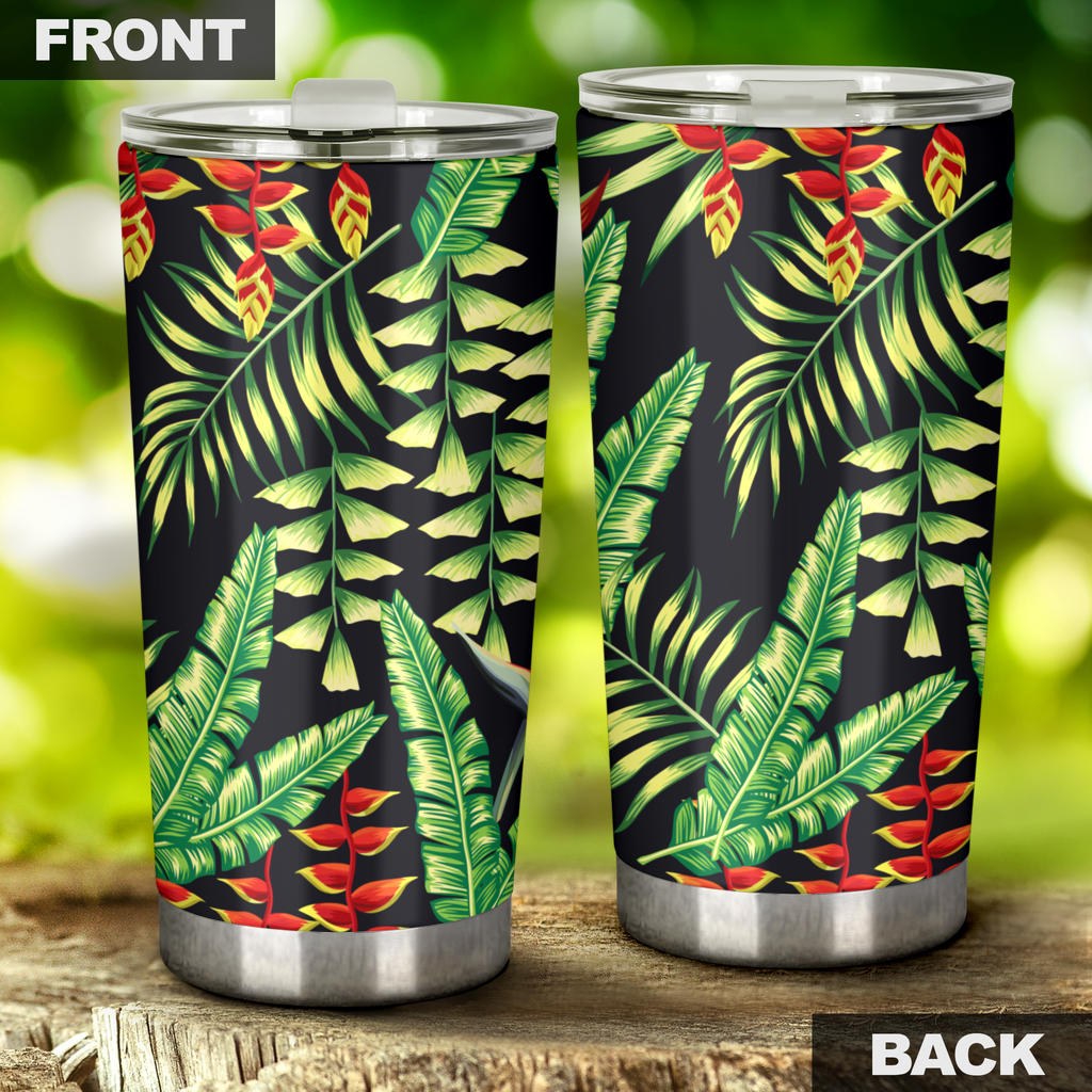 Hawaiian Flower Tropical Palm Leaves Tumbler