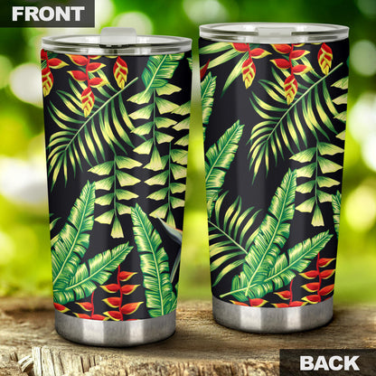 Hawaiian Flower Tropical Palm Leaves Tumbler