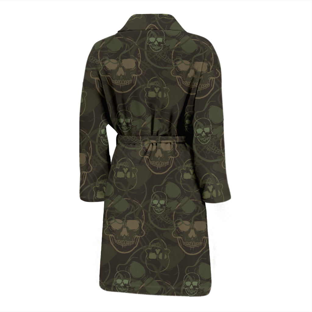 Skull Camo Style Print Design LKS308 Men Bathrobe