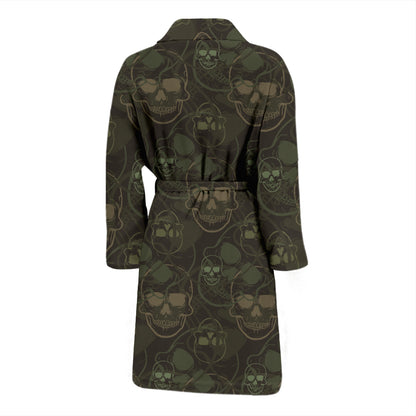 Skull Camo Style Print Design LKS308 Men Bathrobe