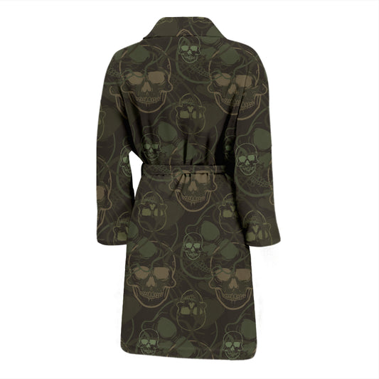 Skull Camo Style Print Design LKS308 Men Bathrobe