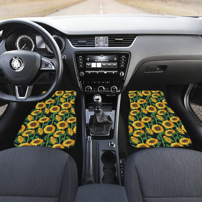 Sunflower Realistic Print Pattern Car Floor Mats Front Back