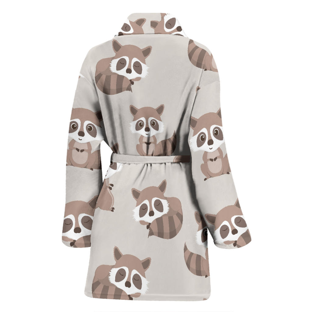 Raccoon Pattern Print Design A05 Women Bathrobe