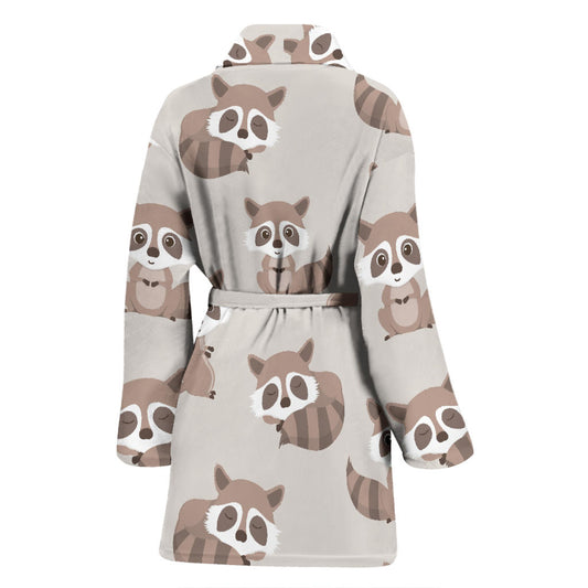 Raccoon Pattern Print Design A05 Women Bathrobe