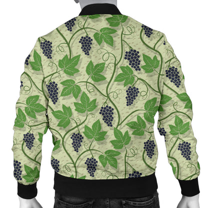 Wine Grape Thmed Print Men Bomber Jacket