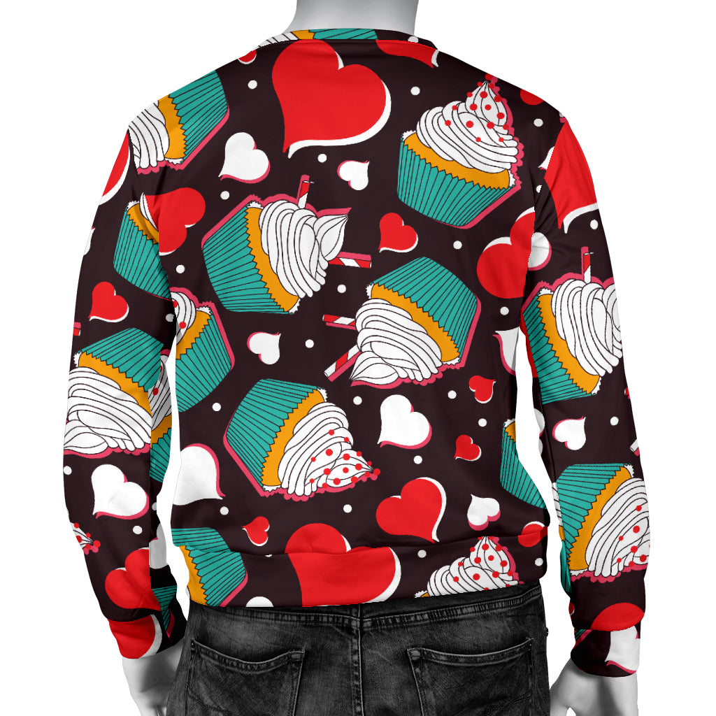 Cupcakes Heart Print Pattern Men Long Sleeve Sweatshirt