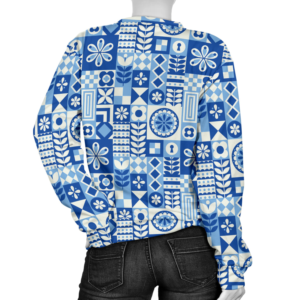 Swedish Print Pattern Women Long Sleeve Sweatshirt