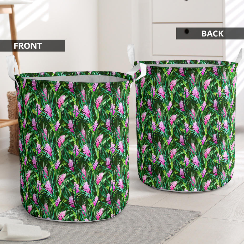 Tropical Folower Pink Heliconia Print Laundry Basket