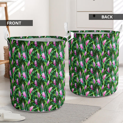 Tropical Folower Pink Heliconia Print Laundry Basket