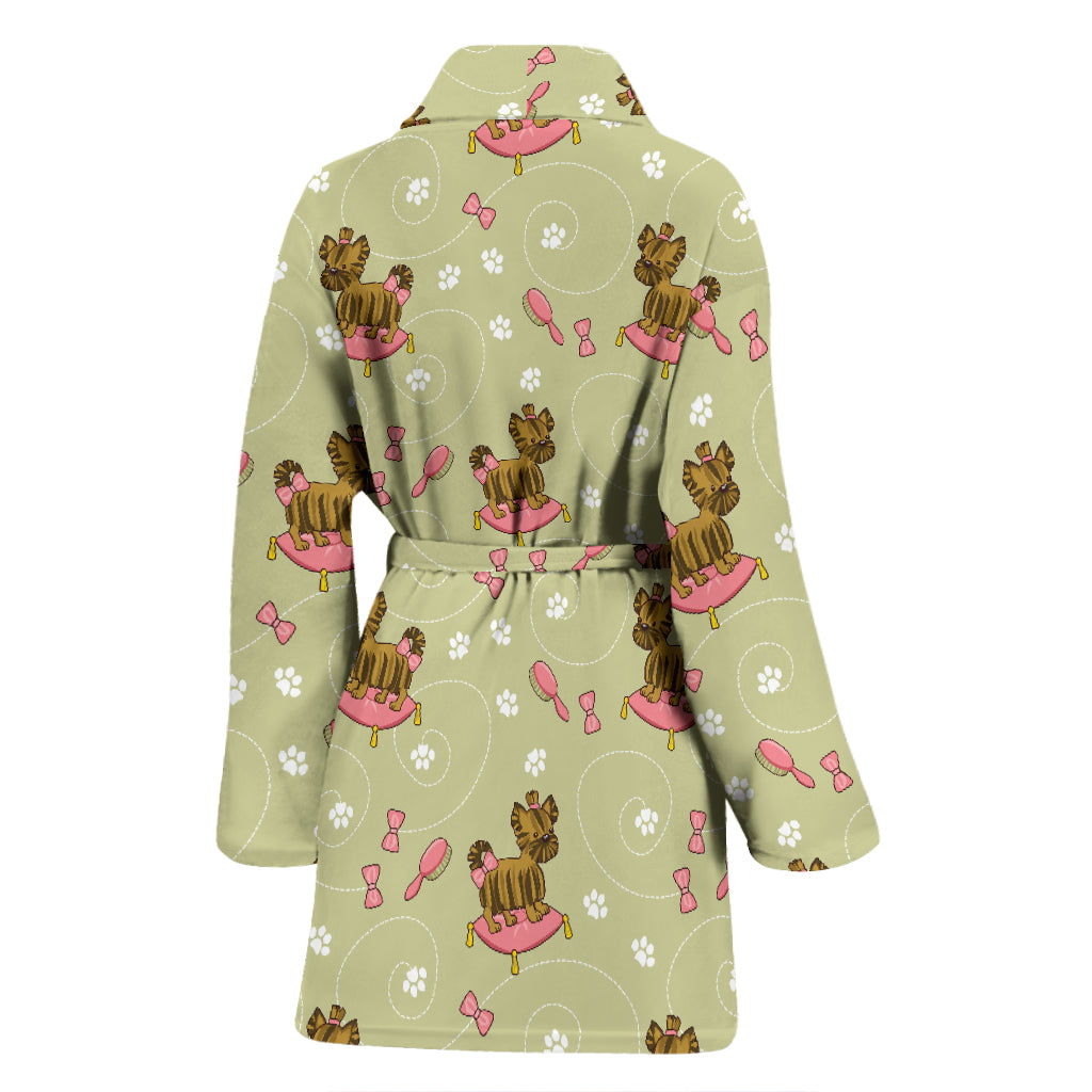 Yorkshire Cute Terriers Print Design LKS301 Women Bathrobe