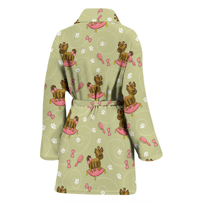Yorkshire Cute Terriers Print Design LKS301 Women Bathrobe