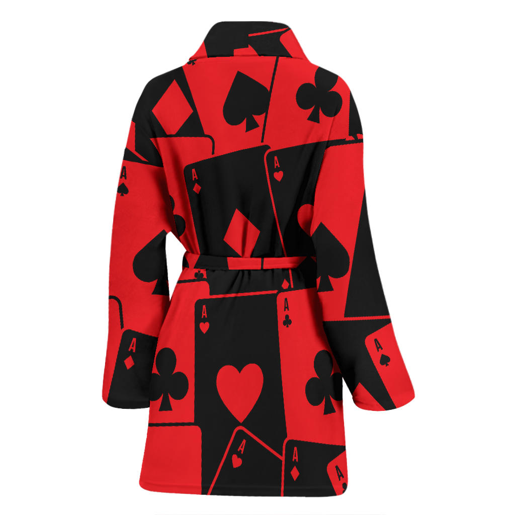 Poker Cards Pattern Print Design A01 Women Bathrobe