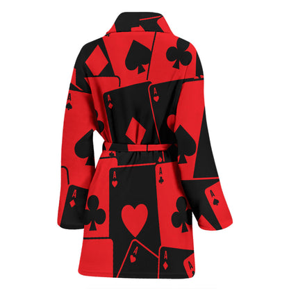 Poker Cards Pattern Print Design A01 Women Bathrobe