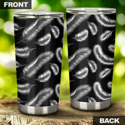 Feather Black White Design Print Tumbler