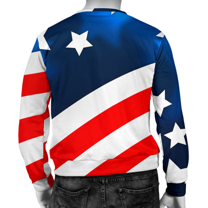 American flag Style Men Long Sleeve Sweatshirt