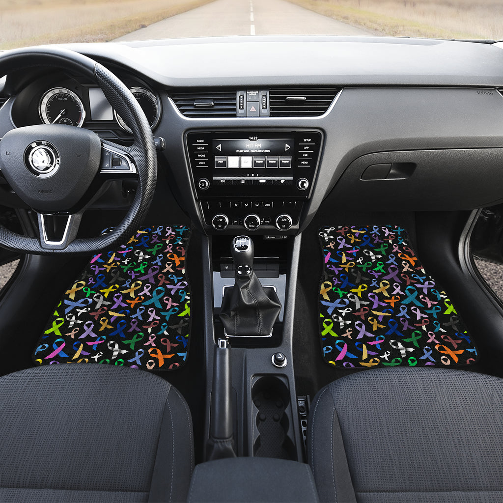 Breast Cancer Awareness Colorful Print Car Floor Mats Front Back
