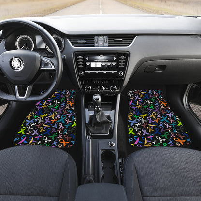 Breast Cancer Awareness Colorful Print Car Floor Mats Front Back