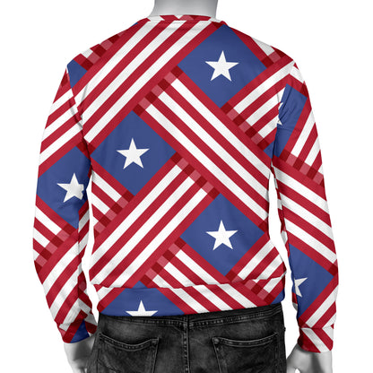 American flag Pattern Men Long Sleeve Sweatshirt