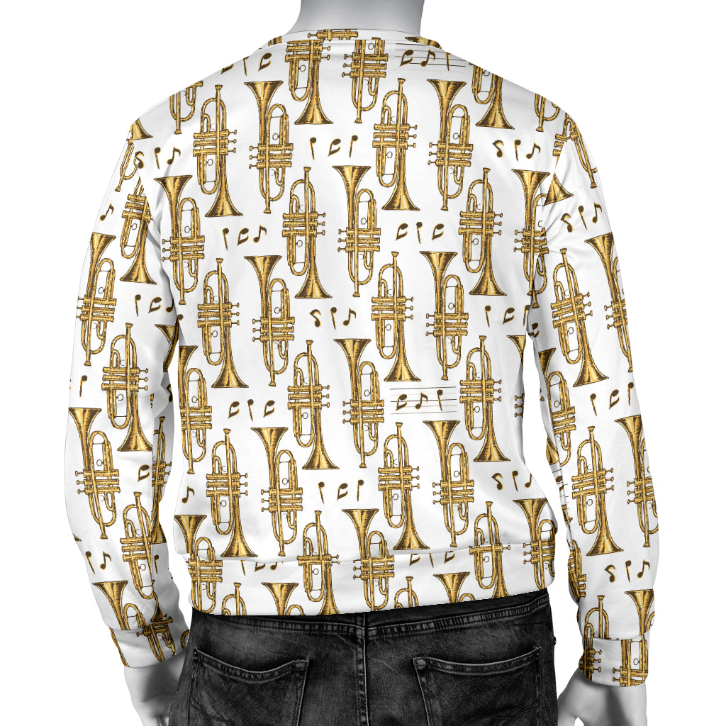 Trumpet with Music Note Print Men Long Sleeve Sweatshirt