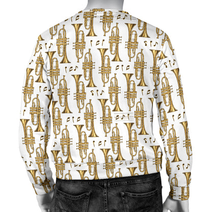 Trumpet with Music Note Print Men Long Sleeve Sweatshirt