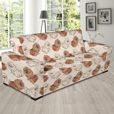 Pomeranians Pattern Print Design A01 Sofa Slipcover