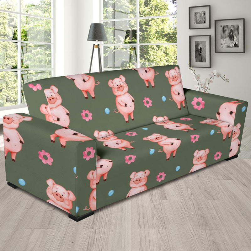 Pig Pattern Print Design 03 Sofa Slipcover