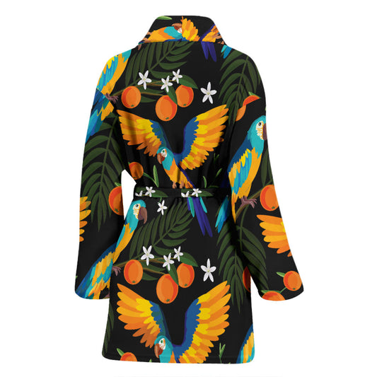 Macaw Pattern Print Design 03 Women Bathrobe