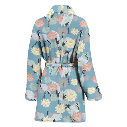 Water Lily Print Design LKS304 Women Bathrobe