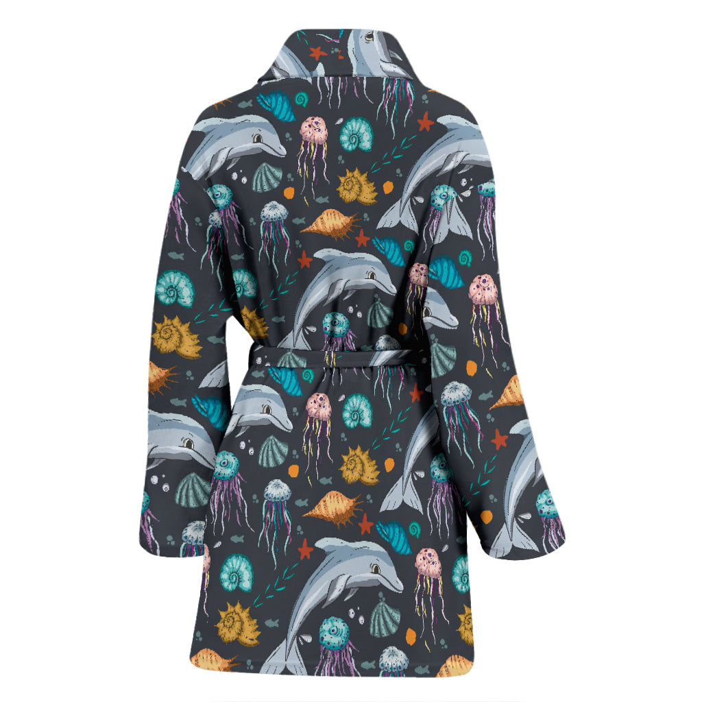 Underwater Dolphin Print Design LKS304 Women Bathrobe