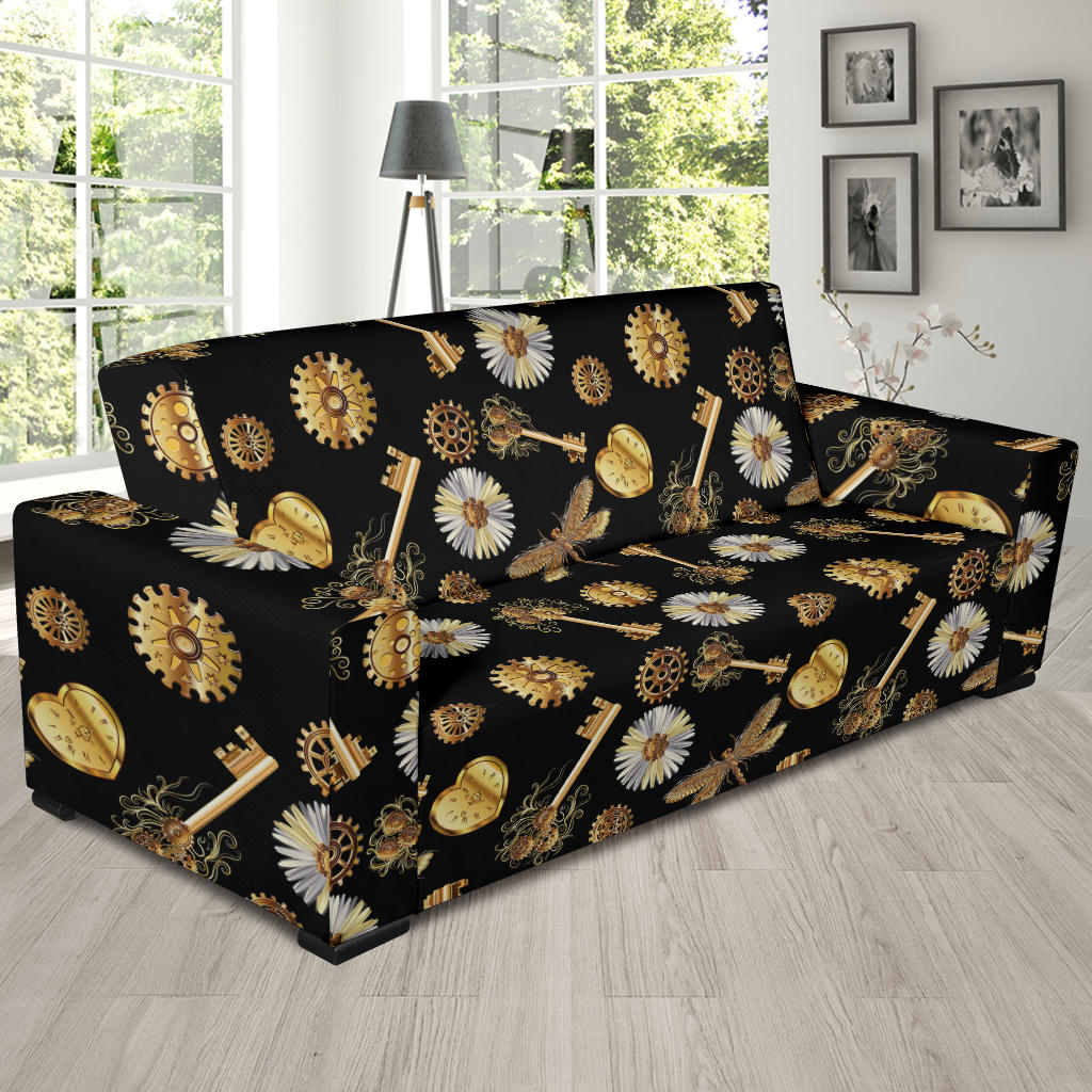 Steampunk Key Dragonfly Print Design LKS303 Sofa Slipcover