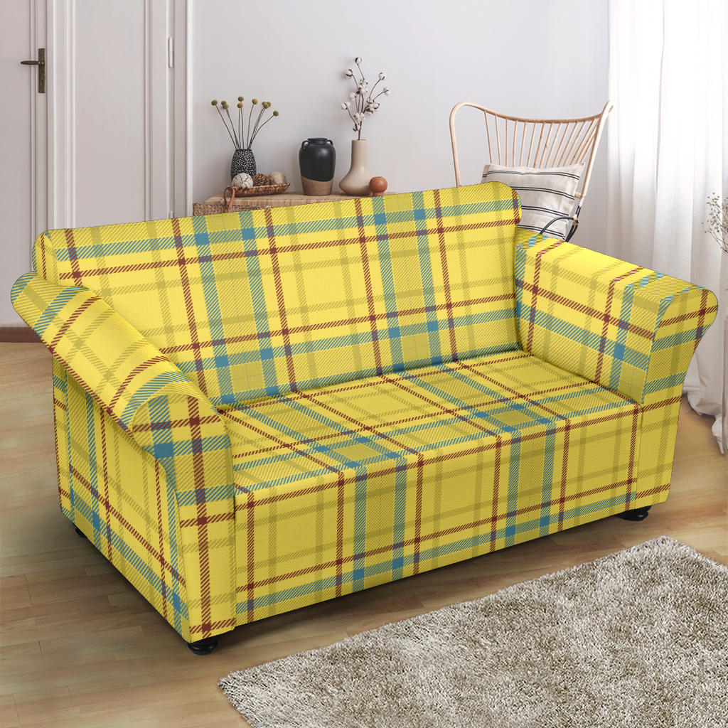 Tartan Yellow Print Design LKS301 Loveseat Couch Slipcover