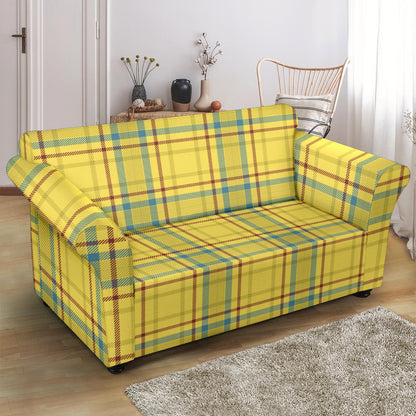 Tartan Yellow Print Design LKS301 Loveseat Couch Slipcover